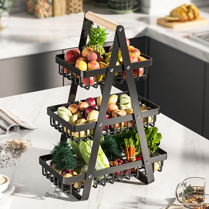 Cestas de frutas portátiles de estilo nórdico de doble capa de escritorio canasta de almacenamiento de bocadillos estante de almacenamiento de frutas y verduras canasta de drenaje