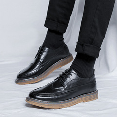 Suit vest small leather shoes men's business formal casual thick sole Korean style versatile classic brogue trendy shoes 25833-R