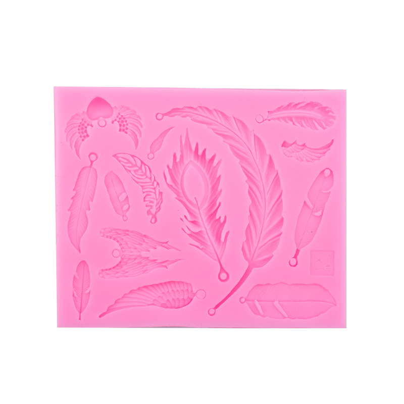 Una variedad de alas de plumas modelado molde de silicona DIY hornear decoración molde de cerámica suave de arcilla epoxi
