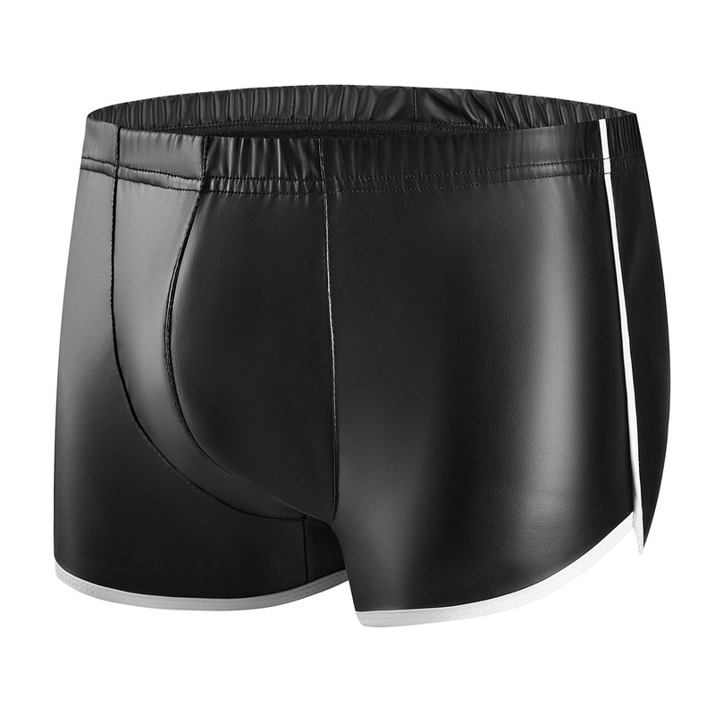 Cross-Border Products Men's Matte-Finish Close-Fitting Boxer Shorts with White Side Design, Leather Shorts, Accurate Sizing Cross-Border Products Men's Matte-Finish Close-Fitting Boxer Shorts with White Side Design, Leather Shorts, Accurate Sizing