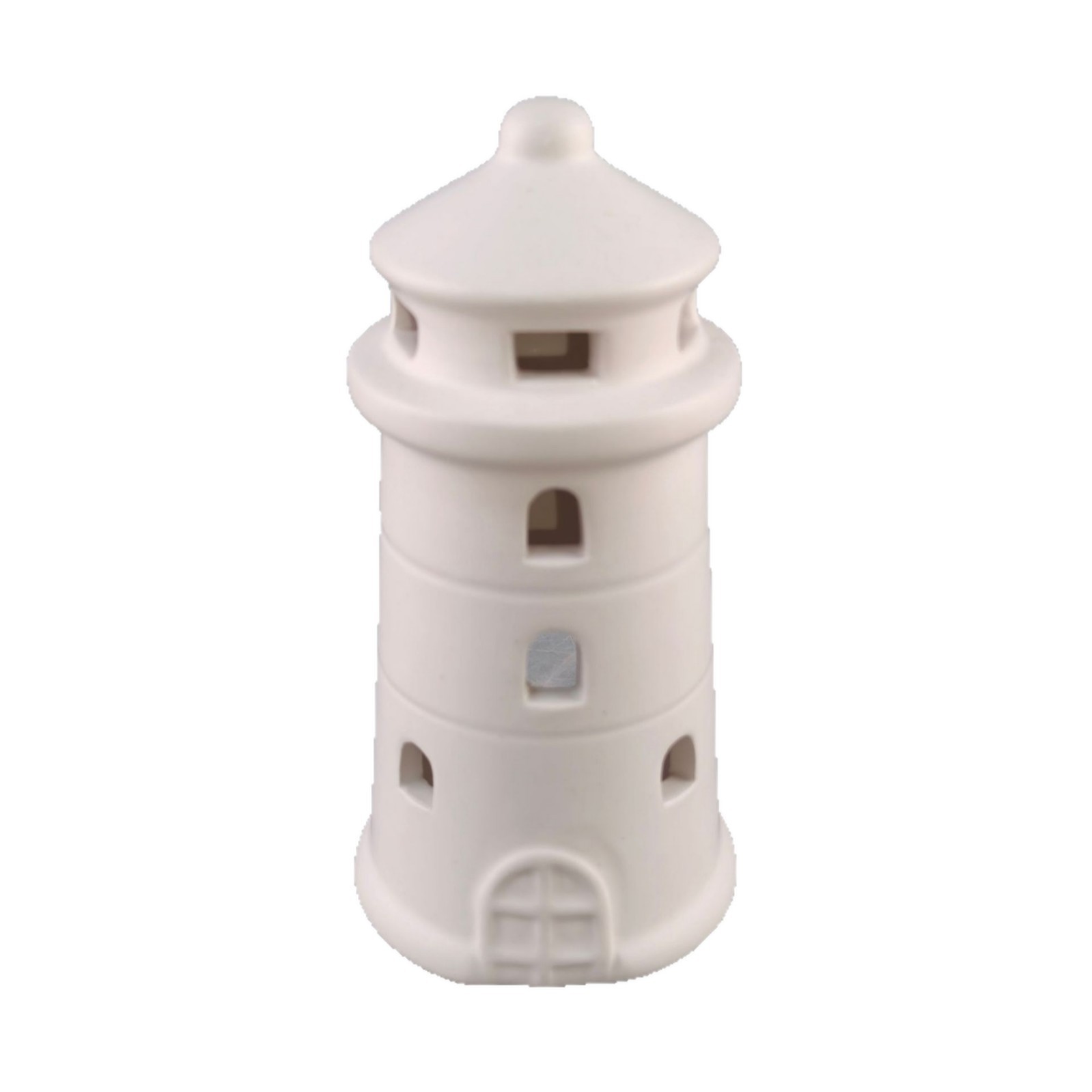 Estilo marino de cerámica blanca pura faro candelabro mirador adornos vela hueca decoración de la habitación torre silbatoio