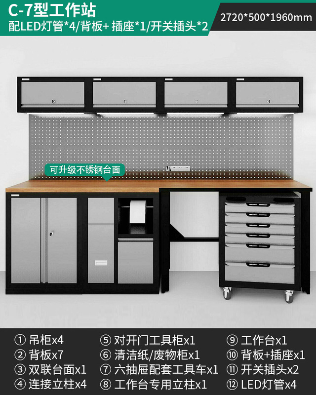 緑林ワークステーション多機能作業台修理鉄皮キャビネット自動車修理工具車ステンレス重型工具キャビネット|undefined