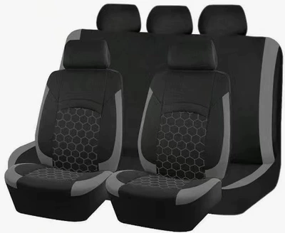 Style Hexagonal Universal Five-Seater | Universal seat cover - dark-gray-9-piece-set-complete-set-of-five-seats