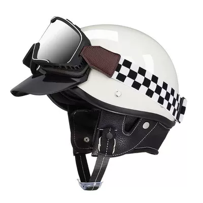 helmet men's pedal motorcycle half | Motosiklet kaskı (dəbilqə) - ivory-white-5457cm-new-national-standard-3c-helmet-original-brim-without-goggles