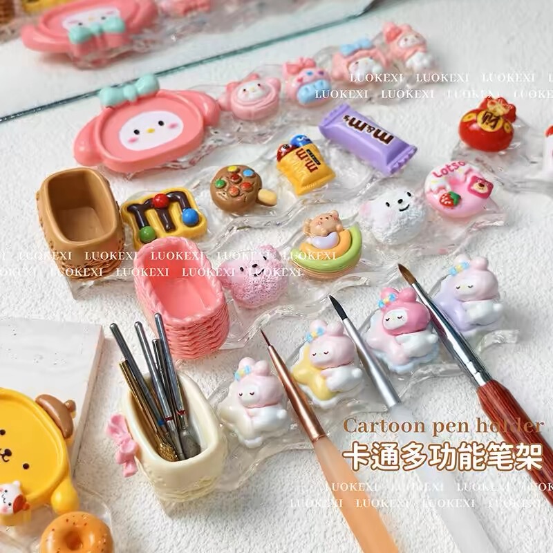 Nail Art Cute Pet Pen Holder Multifunctional Cartoon Cute Palette Phototherapy Pen Storage Rack Pen Washing Cup Pen Holder Tool