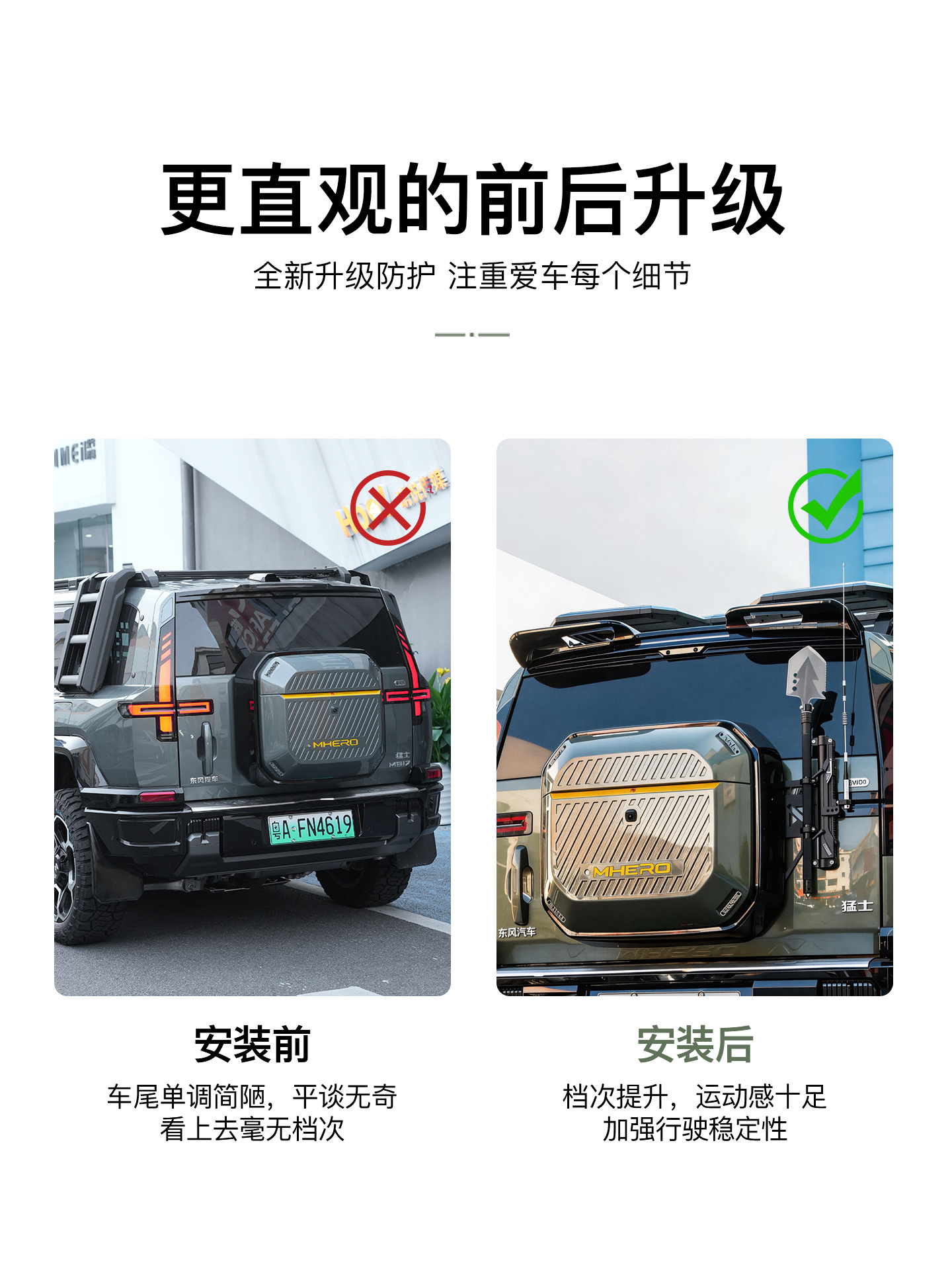 Suitable for Dongfeng Mengshi M817 Modified Blade-Style Rear Wing, Roof Wind Deflector, Roof Wing, Exterior Decoration Special Parts