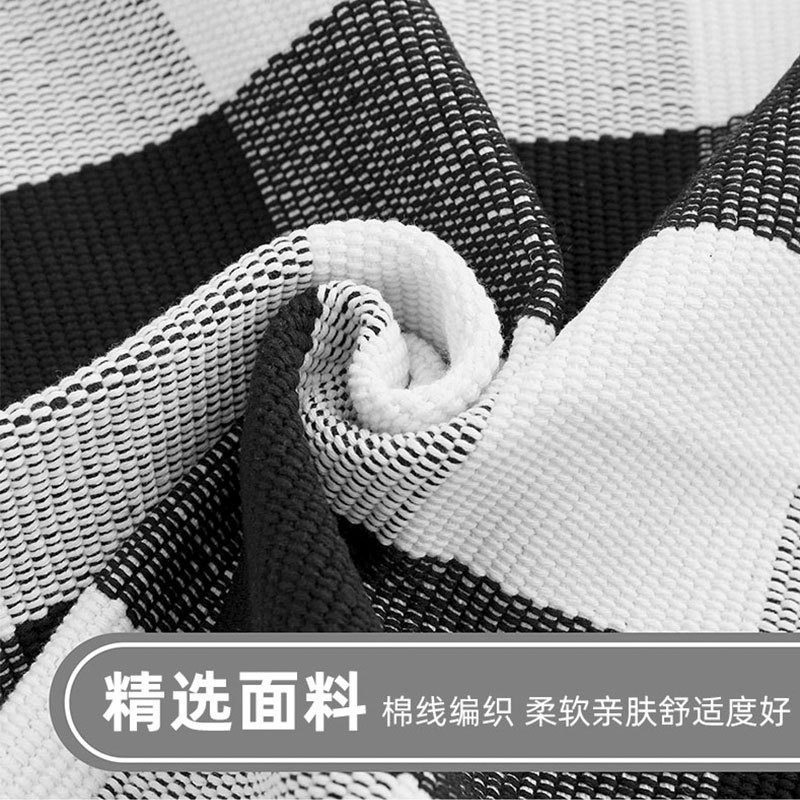 北欧スタイルの黒と白の市松模様のカーペット綿糸織りフロアマットチェック柄シリーズリビングルームキッチンコットンとリネンのフロアマット卸売|undefined
