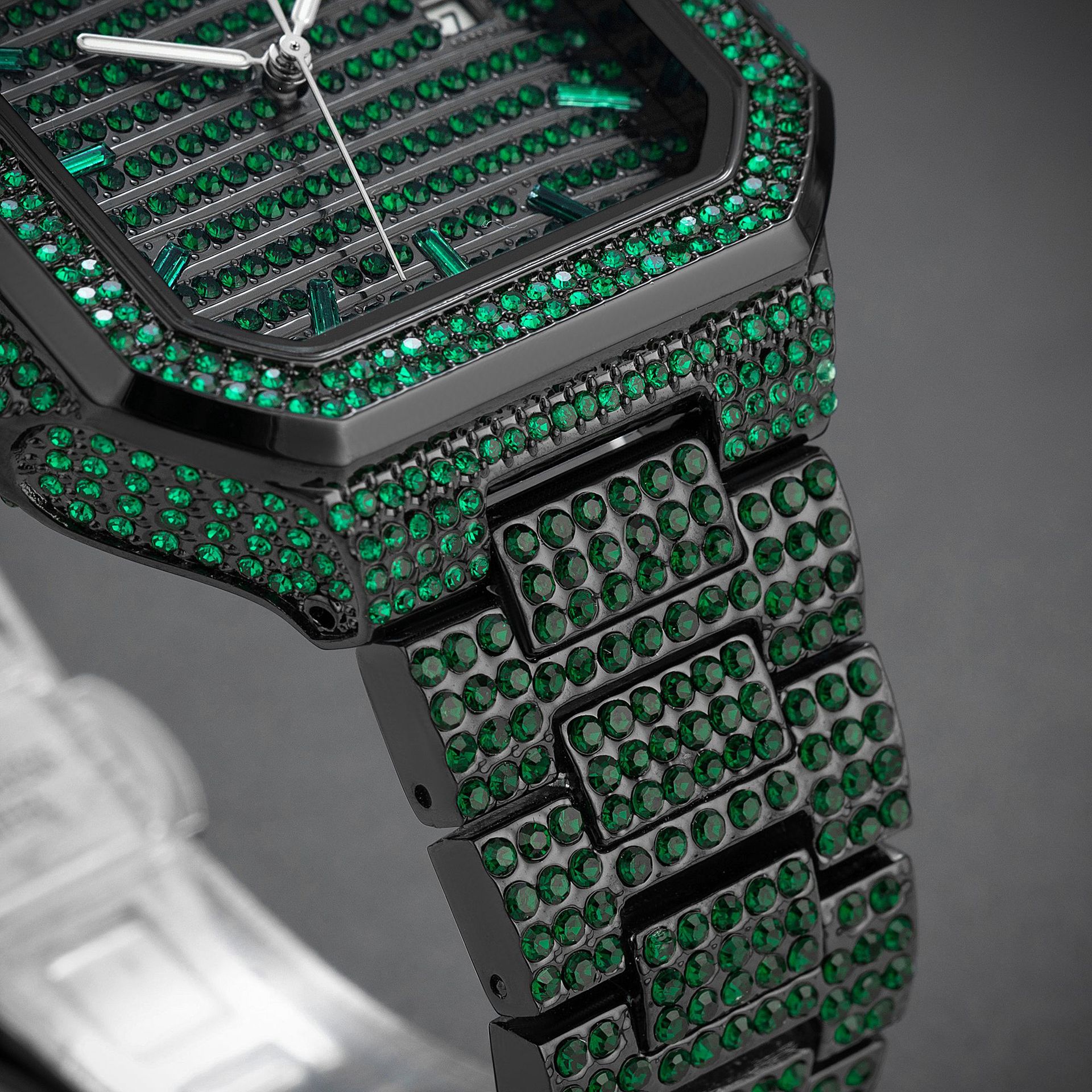 Men's Square Mechanical Watch With Diamond Strap Luxury Design_voghion.com
