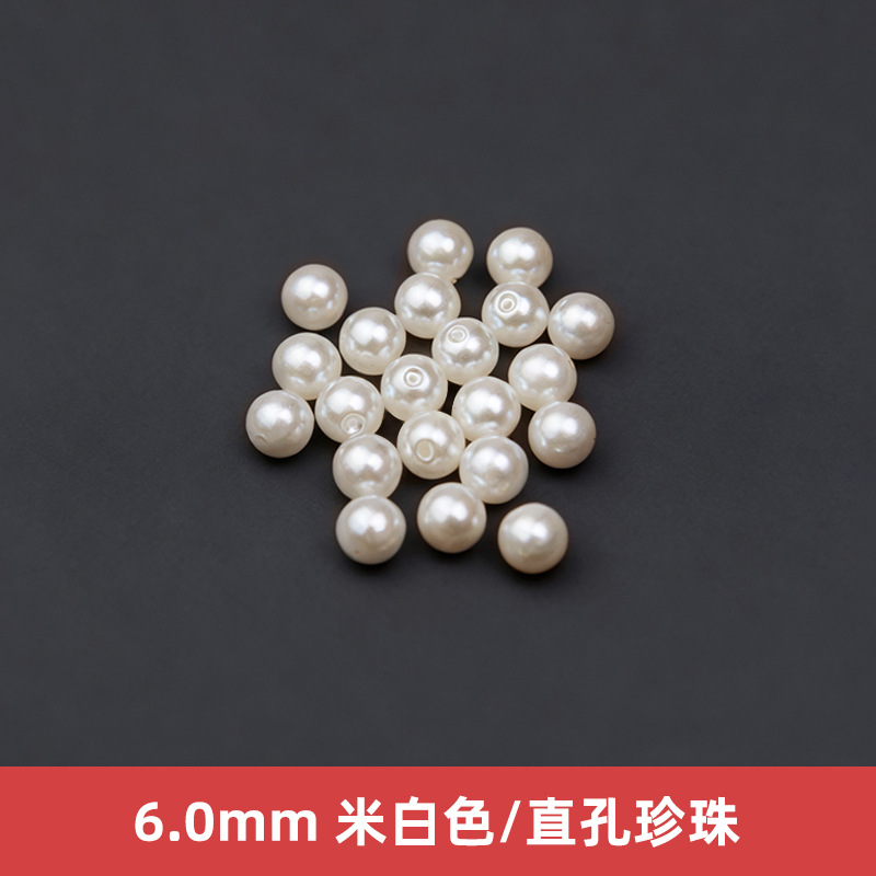 Cuentas sueltas de imitación de perla hechas a mano con agujeros, material de perla artificial de plástico, accesorios de cuentas de medio agujero para bricolaje