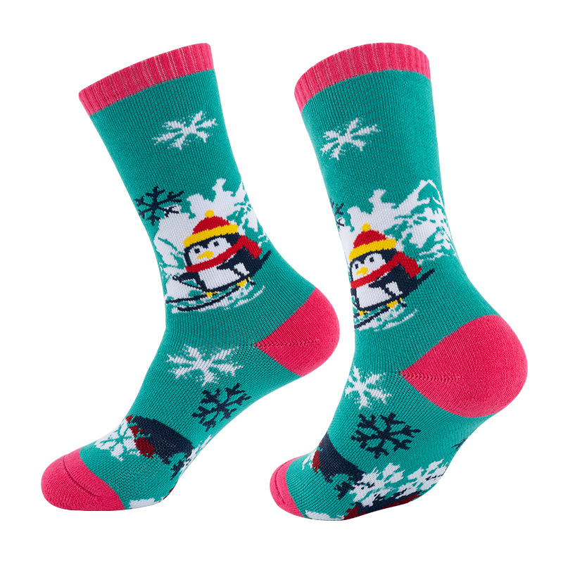 Amazon suministro transfronterizo calcetines de esquí para niños toalla inferior engrosada absorbente de sudor invierno deportes al aire libre calcetines largos calientes