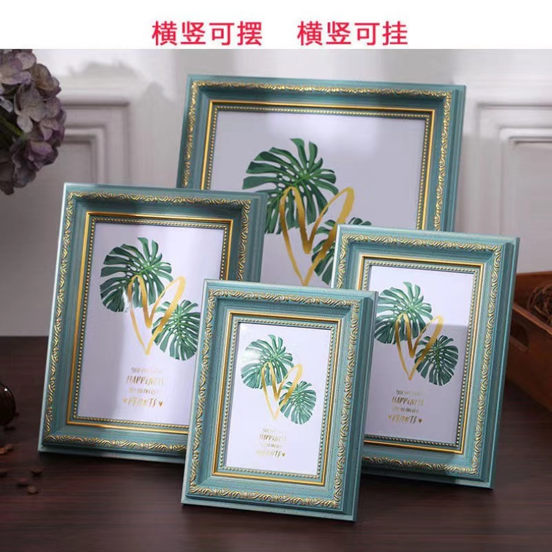 Marco de fotos de madera maciza al por mayor estilo retro hermoso vestido de boda europeo decoración moderna marco de fotos decoración creativa colgante de pared