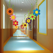 幼兒園創意吊頂裝飾教室走廊環創布置店鋪空中吊飾雙面太陽花掛飾