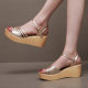 Wedge Sandals Women's Thick-soled All-match Summer Women's Shoes Platform Bottom Flat Fish-toe Roman Shoes Buckle Strap Sandals