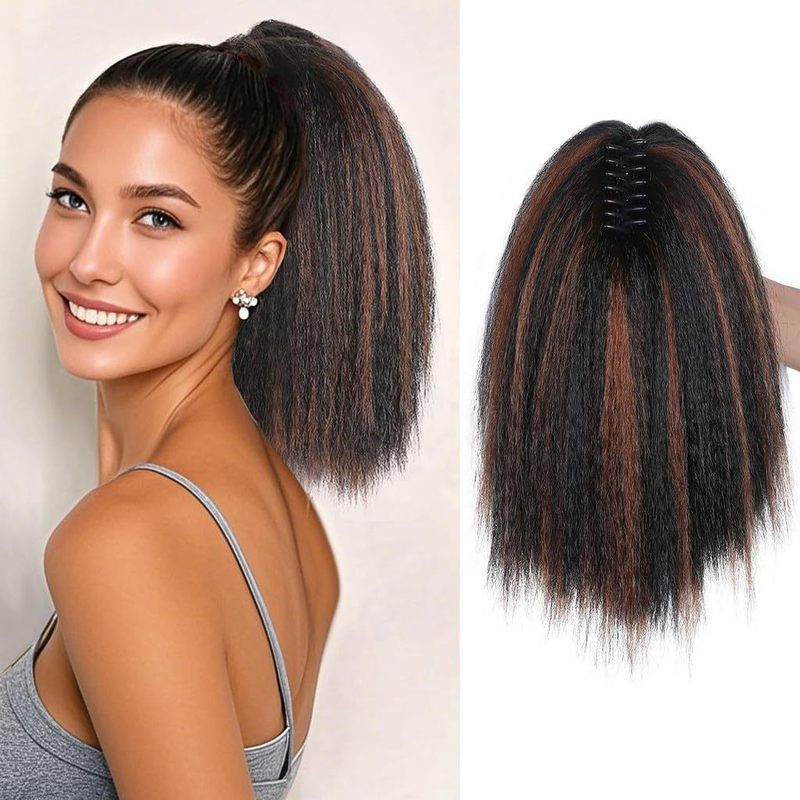 Temu Popular African Wig Ponytail Clip Ponytail Yaki Ponytail Chemical Fiber Corn Silk Ponytail Wig