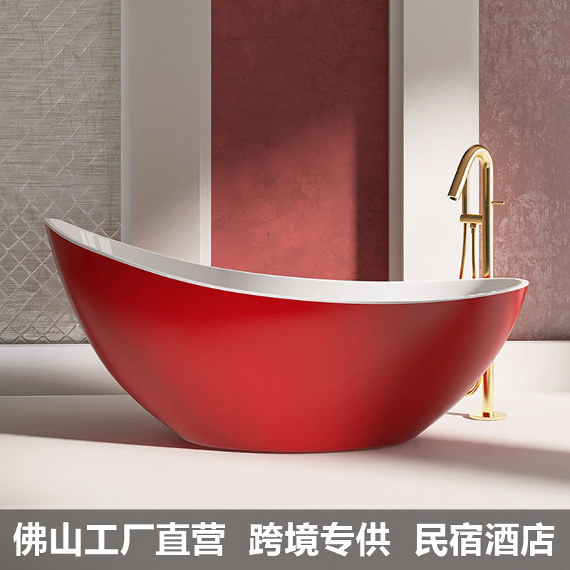 Nordic Simple Freestanding Bathtub Hotel Designer Personalized Creative Insulation Bathtub Moon-shaped Acrylic Bathtub