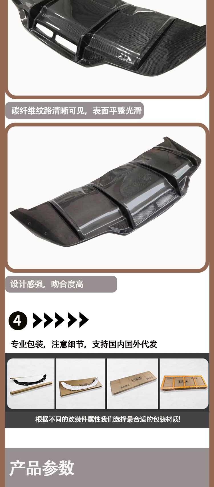 Carbon fiber rear lip tail lip rear spoiler for Mercedes-Benz W205 C63 PSM from 2015 to 2021