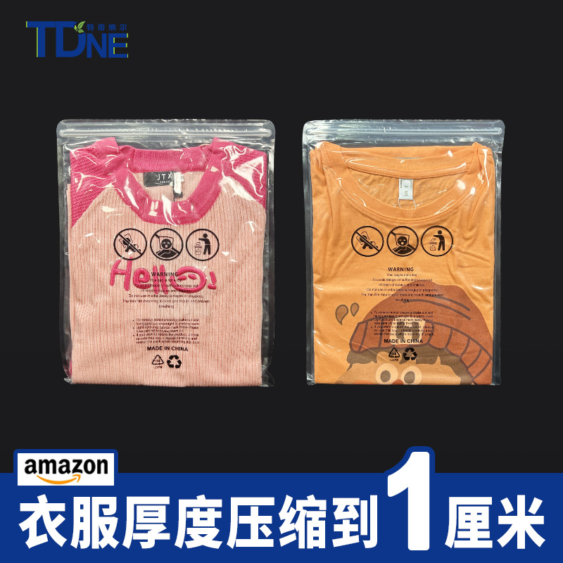 Amazon Warning Zipper Bag Christmas Jacket Down Jacket Vacuum Compression Bag Backpack Clothing Packaging Bag Transparent PE