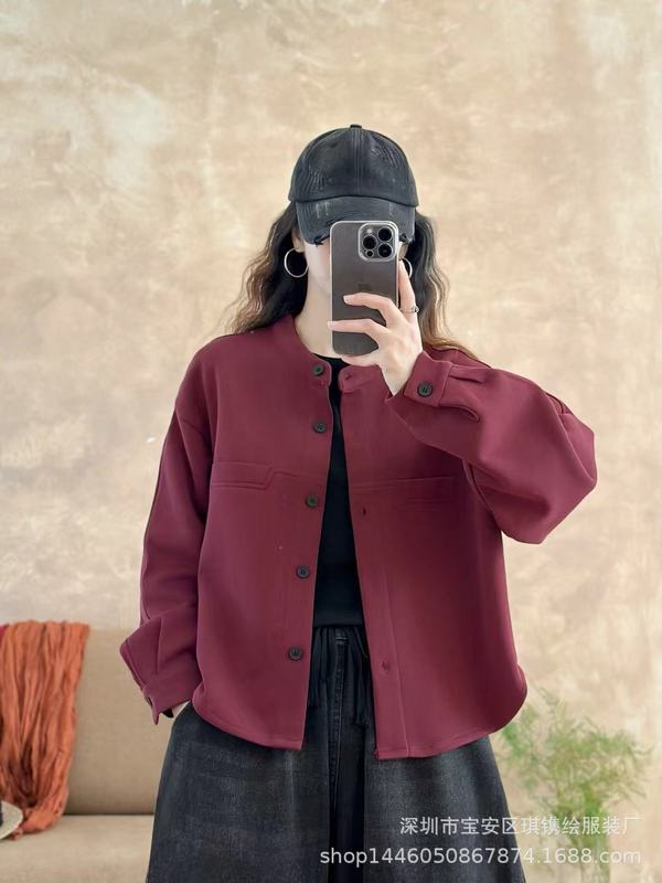 琪镌绘制秋季休闲棒球服女装立领百搭宽松显瘦纯色韩版外套25027|undefined