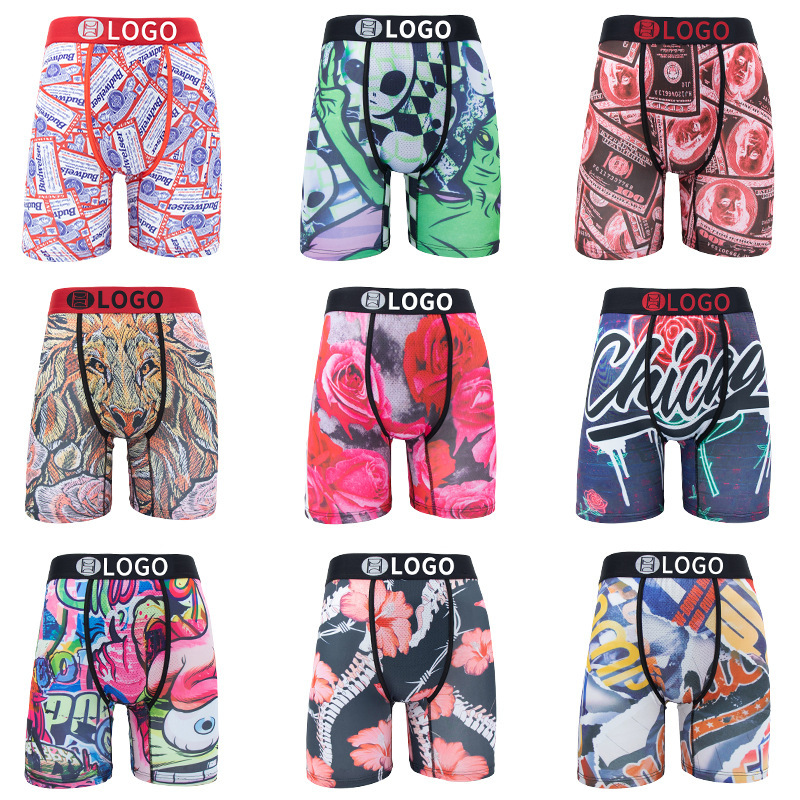 [Bross-Border Hot Item] Psd Same Style American Trendy Brand Men's Printed Boxer Briefs Cross-Border Cartoon Boxer Briefs