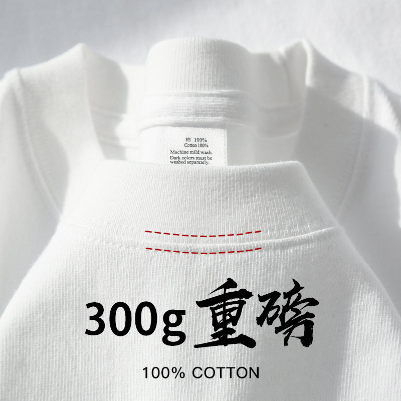 Heavy Weight 300g Pure Cotton Short-Sleeved T-Shirt for Men and Women, Loose and Thick Tops, Summer Men's Clothing Wholesale Trendy Brand Factory