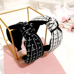 2023冬季日韓復古格子發箍女小香風韓版髮飾寬邊防滑洗臉頭箍發卡