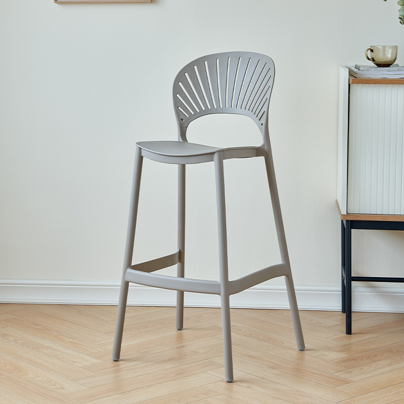 Silla de bar de plástico minimalista nórdico, diseño minimalista moderno, restaurante, bar, silla alta, silla de respaldo