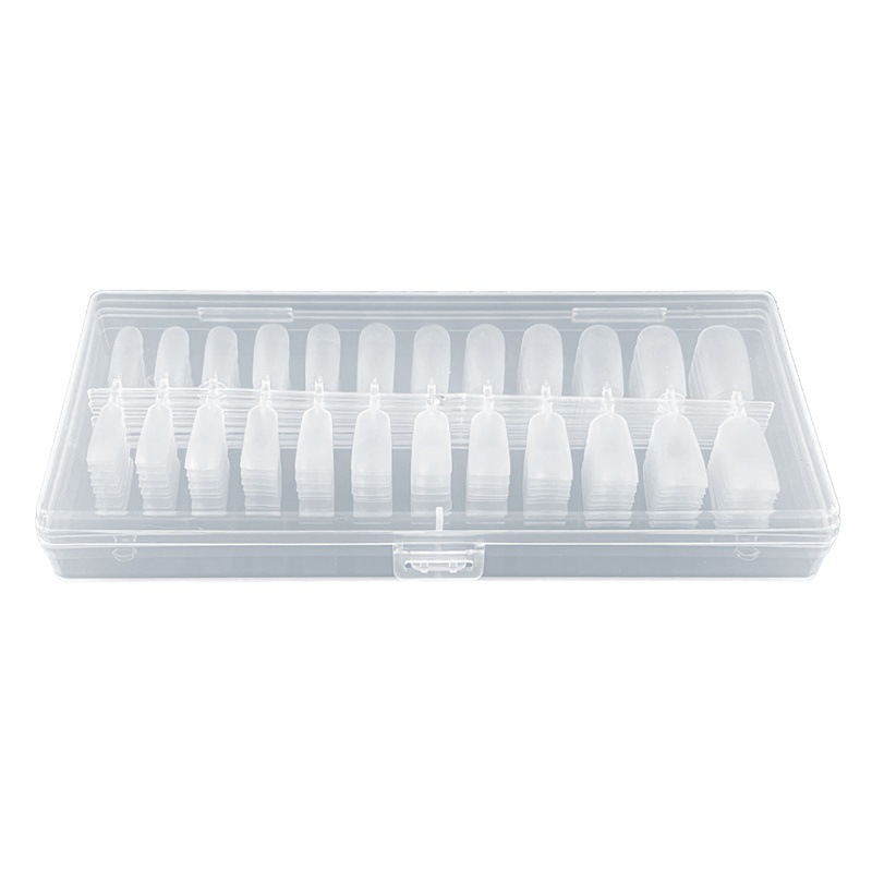 Hoja de uñas transparente parche de uñas sin costuras ultrafino medio completo pasta ligero plegable extensión sin costuras parche de uñas falsas al por mayor