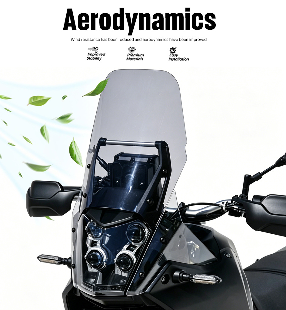 Suitable for Yamaha Tenere 700 XT700Z 2019-2022, 4-piece windshield, extended windshield, wind deflector