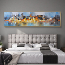 城市客厅沙发卧室抽象挂画港式印象都市刀画纯手绘风景油画后现代