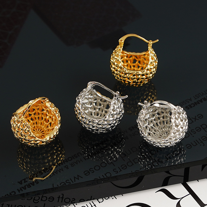Copper Material Fashion Solid Color Copper Earrings Plating Hollow Out Copper Earrings