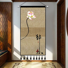 中式禅意复古玄关墙布挂布客厅茶室背景布艺挂画装饰挂毯布画