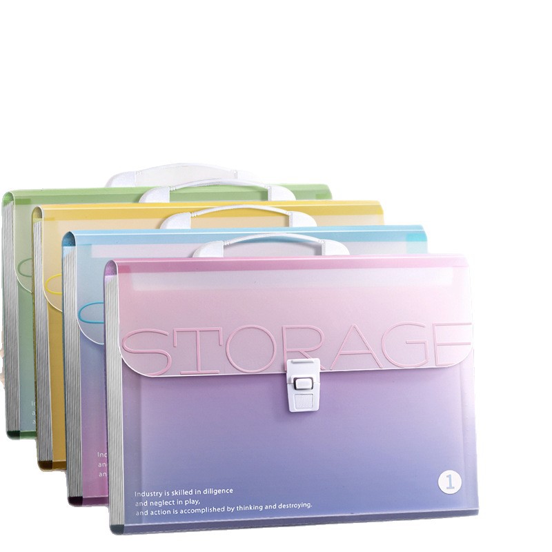 A4 bolsa de órgano de gradiente portátil carpeta multicapa bolsas de almacenamiento de documentos de examen de estudiantes de gran capacidad de archivo de archivo de datos 13 cuadrados