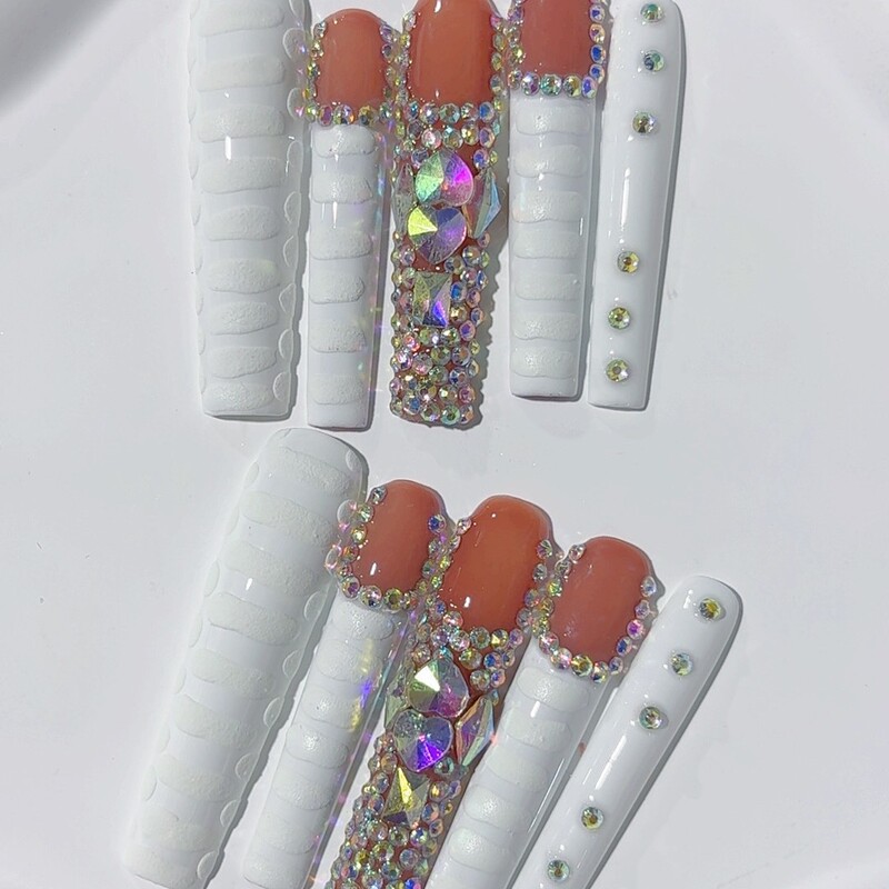 Kindergarten Style Foreign Trade Shein Cross-Border Temu Handmade Wearable Nails Hot-Selling Stereo Relief Small Diamond Ins Style Long Nails Kindergarten Style Foreign Trade Shein Cross-Border Temu Handmade Wearable Nails Hot-Selling Stereo Relief Small Diamond Ins Style Long Nails