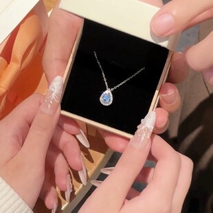Necklace, chain for key bag  drop-shaped, small design pendant for friend, silver 925 sample, light luxury style, gift for girl 4
