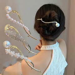 高級感のある魚の尾のヘアピンの女性の後頭部のヘアクリップの気質の1字のカエルのボタンのツイストクリップの髪飾り