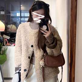 羊羔毛外套皮毛一体2025新款慵懒风加厚环保皮草毛毛外套女秋冬季