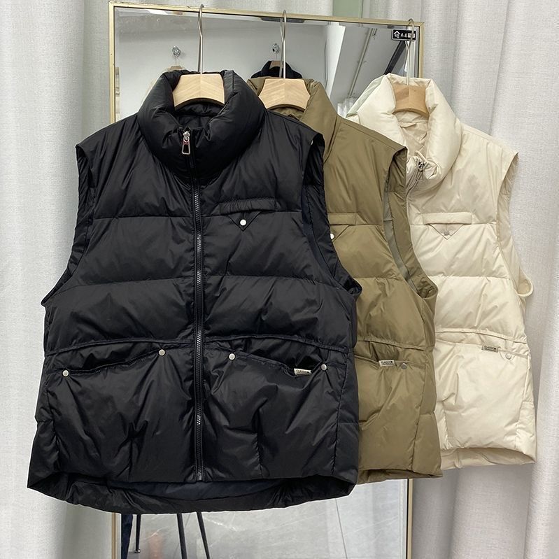 Abajo Chaleco de algodón para las mujeres 2023 Otoño e Invierno Nuevo suelta adelgazante versátil chaleco sin mangas remache espesado chaleco abrigo