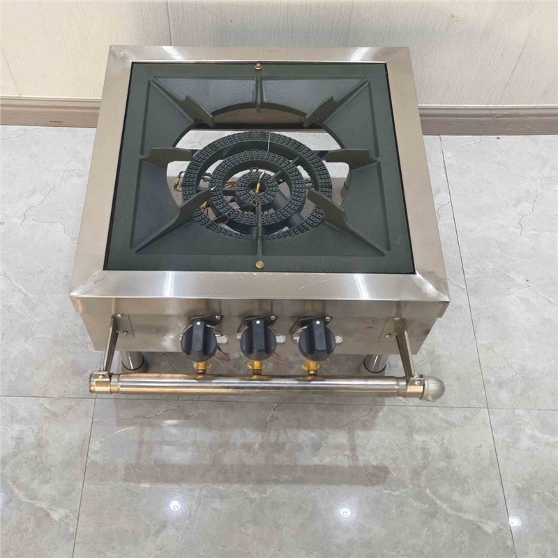 Protección contra el fuego comercial coreano de bajo contenido de aluminio de acero inoxidable de gas de ojo único y doble estufas de pies cortos para colgar sopa estufas cortas