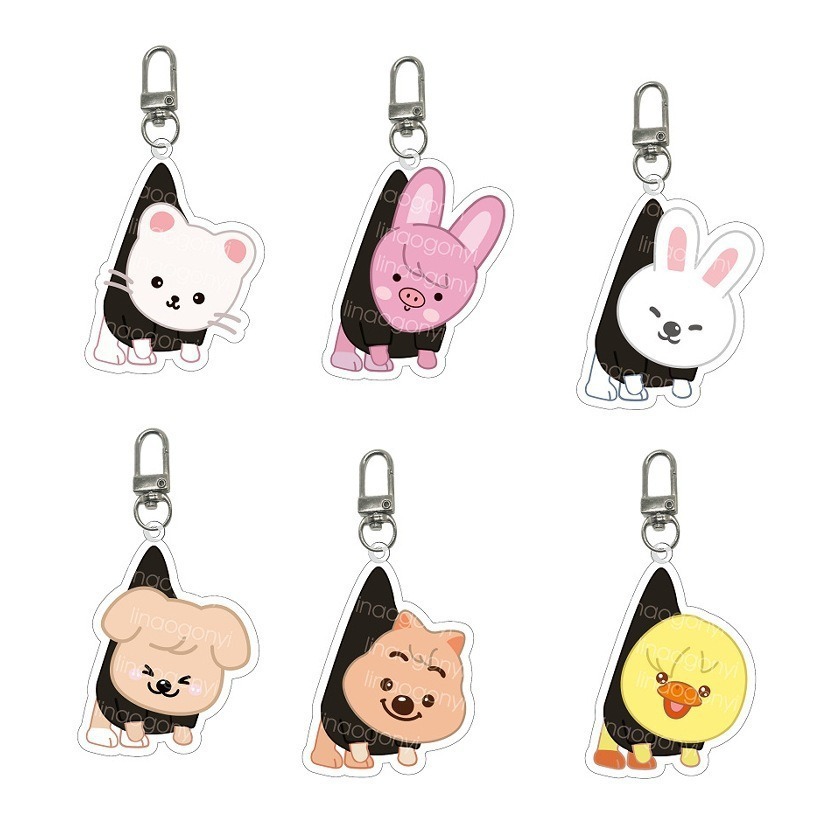 StrayKids nuevo SKZOO niños vagabundos de dibujos animados llavero acrílico colgante alrededor de estrellas
