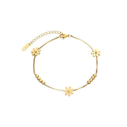 Cross-mirror small daisy beans transfer beads titanium steel anklet feminine anklet diy separated bead chain bestie leg ring