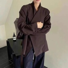 韩美通勤设计高领系带收腰西装外套女秋显瘦小个子短款风衣