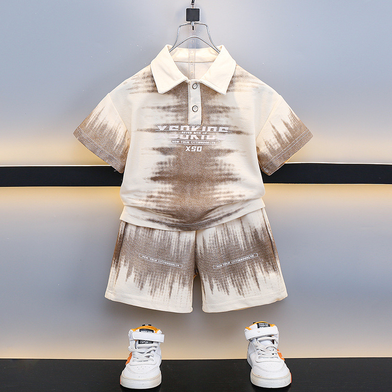 7190 Camisa POLO de verano para niños Traje casual de manga corta para niños 2025 Nuevos pantalones cortos Ropa deportiva Bebé delgado