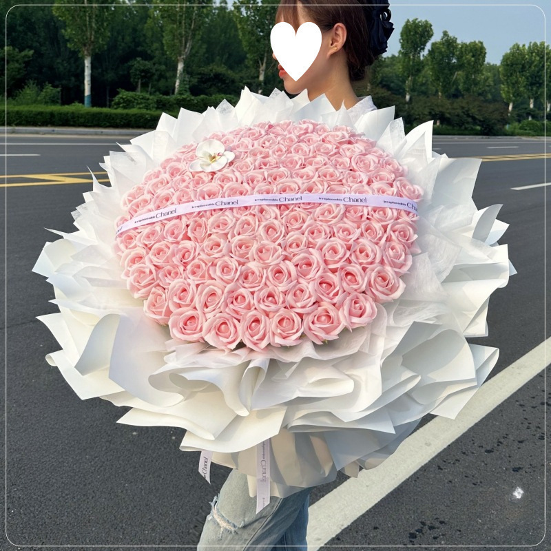 朵粉玫瑰花束纪念日生日惊喜情人节花束送女生永生花|undefined