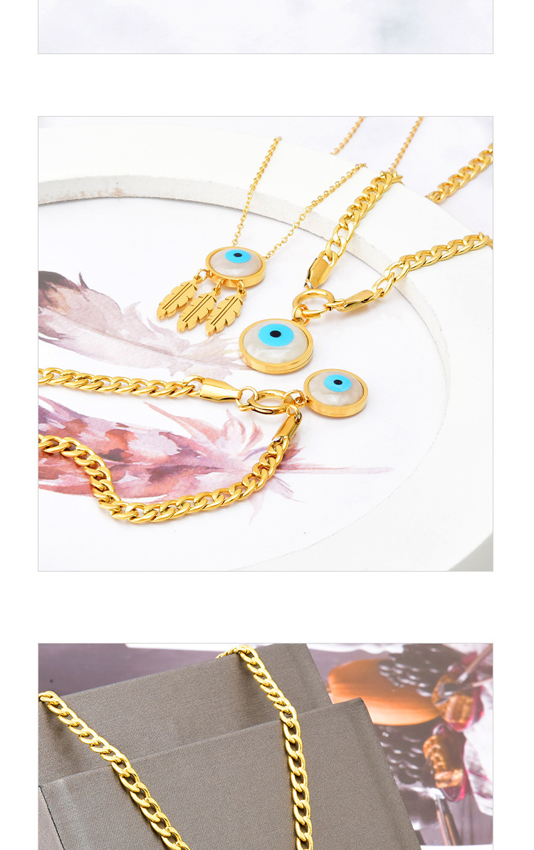 Fashion Eye Titanium Steel Pendant Necklace Inlay Shell Stainless Steel Necklaces 1 Piece