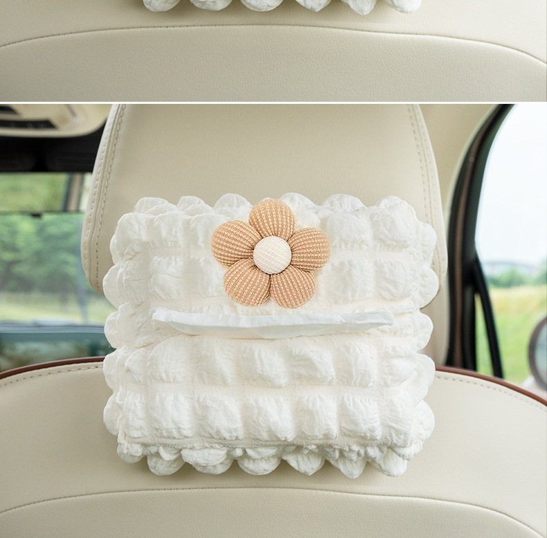 Car Tissue Box Creative Puff Grids Car Multifunctional Seat Back Tissue Box Cute Decorative Car Tissue Box