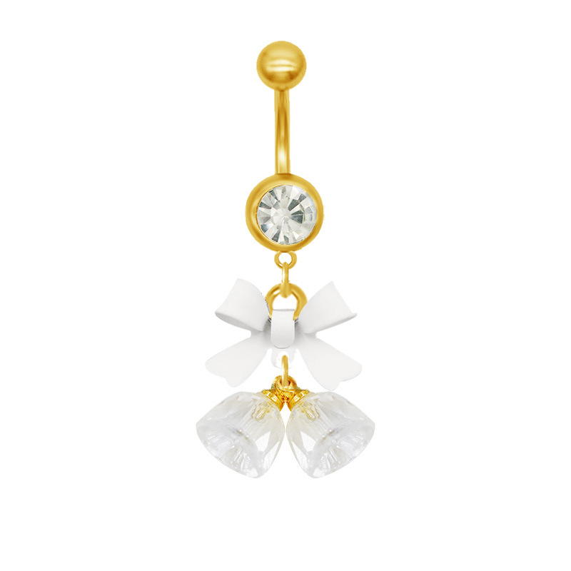Belly Button Ring With Bow And Bell Pendant Piercing Jewellery_voghion.com