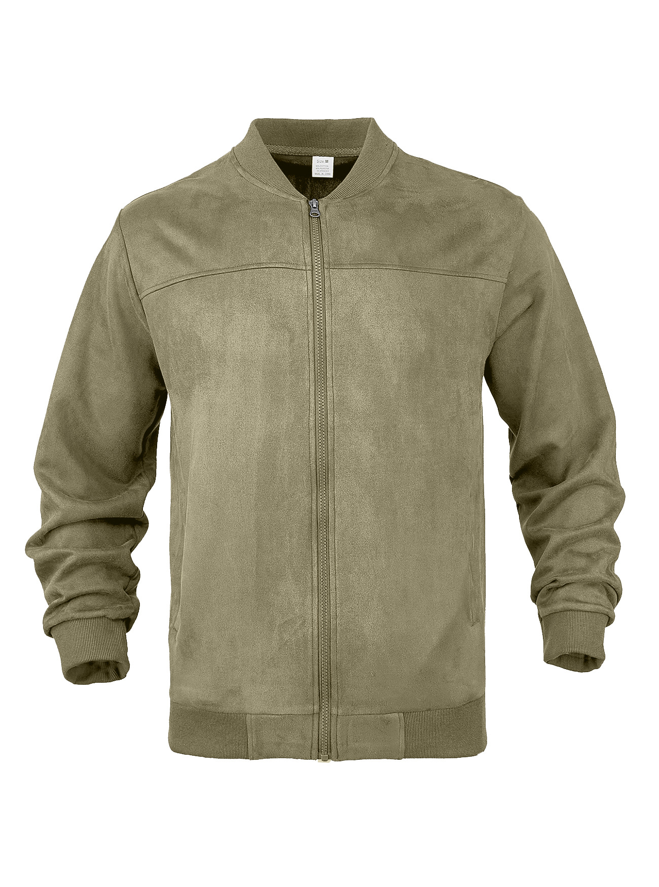 Transfronterizo nuevo Amazon gamuz hombre chaqueta de vuelo con cremallera europea y americana diseño de empalme de color sólido chaqueta simple