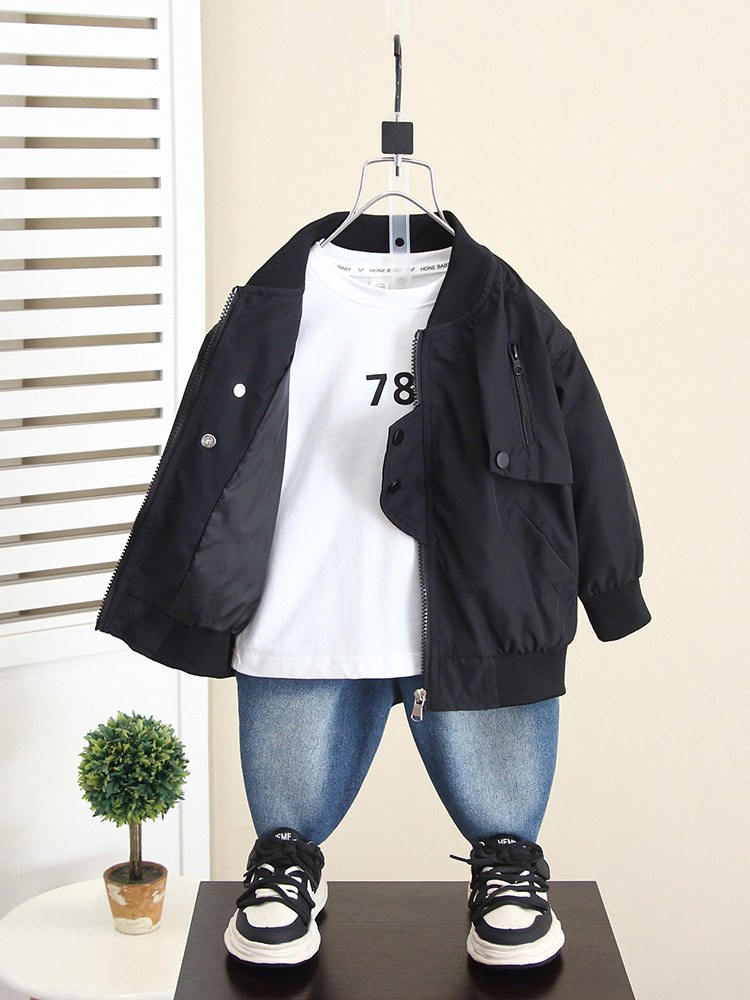 6063 Chaqueta de otoño para niños 2024 Nuevo estilo fresco y guapo Camisa de moda de primavera y otoño para niños Traje de béisbol para bebés