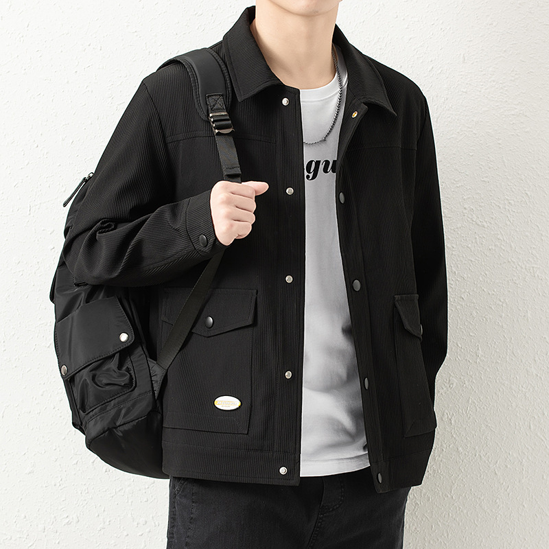 Chaqueta de solapa transfronteriza para hombre Otoño e Invierno nueva moda guapo forrado de lana engrosada para hombre talla grande ropa de trabajo al por mayor