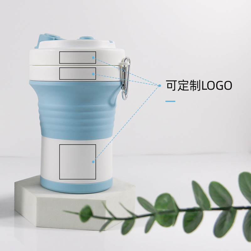 En stock de silicona plegable taza de café conveniente viajes deportivos taza retráctil Oficina de ocio taza portátil taza de agua personalización